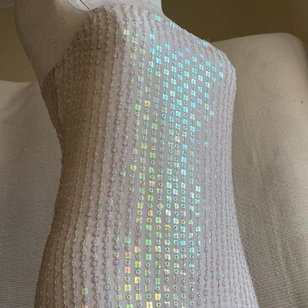SOLD Dress Vintage 90s Genny Prada 4 Silk Hologram Sequin Formal Wedding Gown - Picture 1 of 15